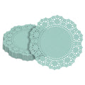 Pastry Tek Round Teal Paper Doilies - Lace - 4" x 4" - 4000 count box
