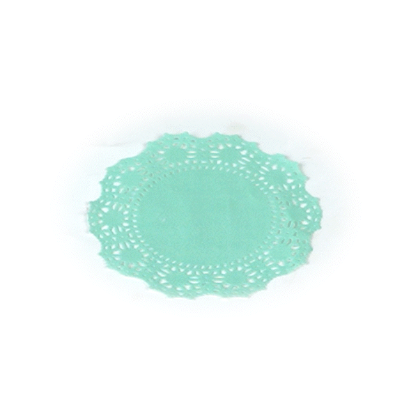 Pastry Tek Round Teal Paper Doilies - Lace - 4" x 4" - 4000 count box