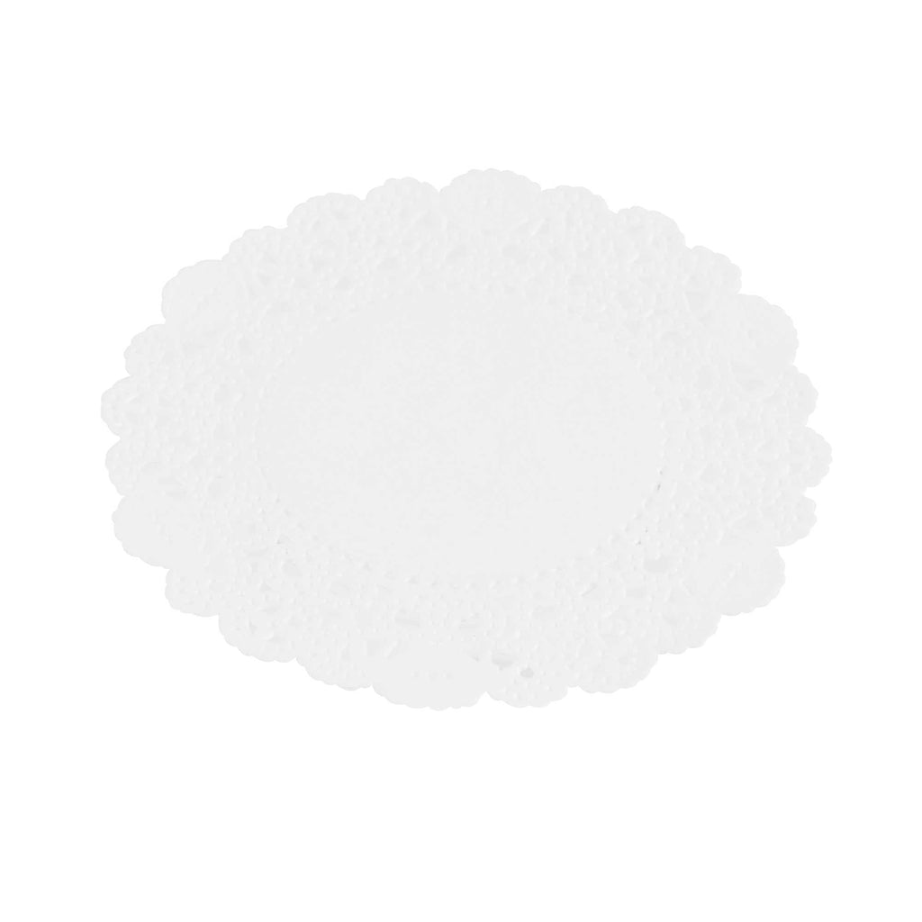 Pastry Tek Round White Paper Doilies - Lace - 4" x 4" - 100 count box