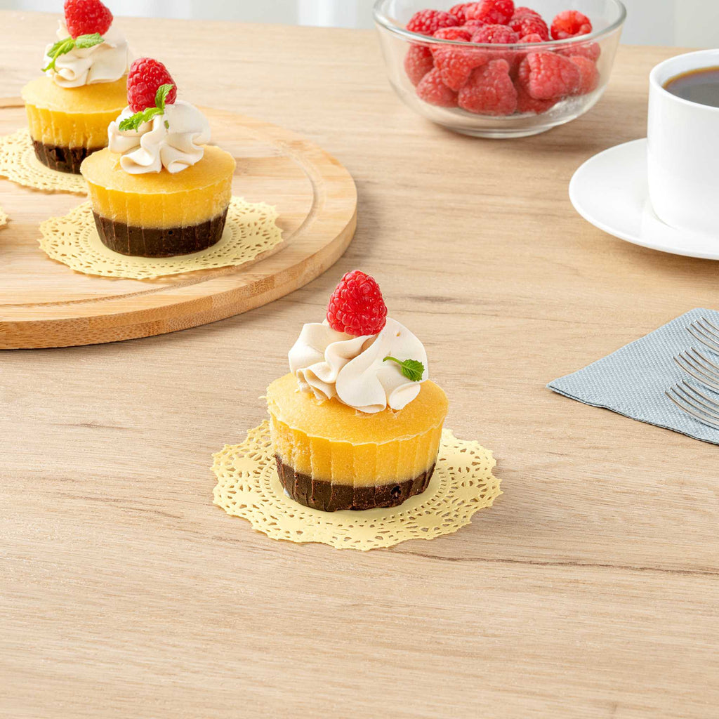 Pastry Tek Round Yellow Paper Doilies - Lace - 4" x 4" - 4000 count box