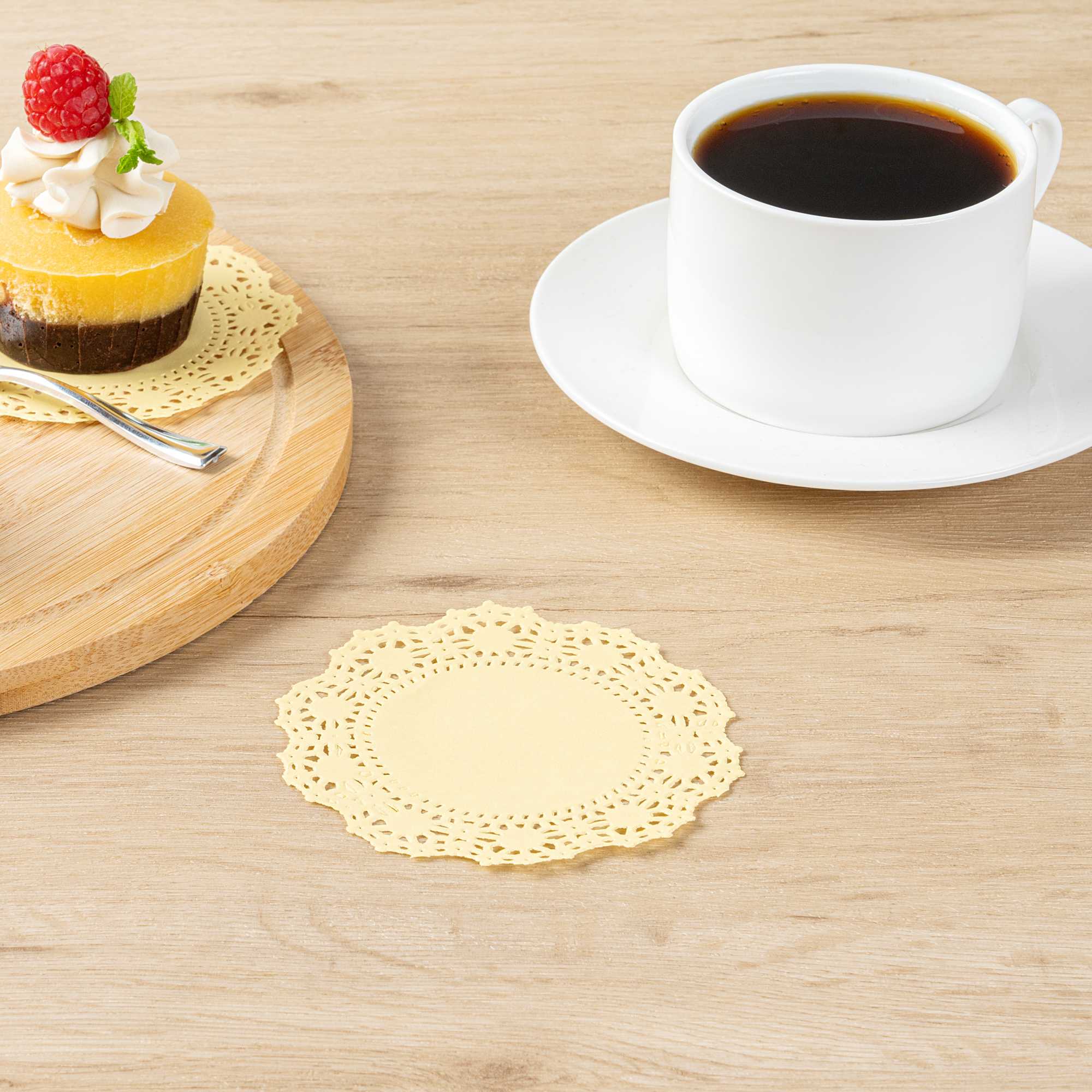 Pastry Tek Round Yellow Paper Doilies - Lace - 4" x 4" - 4000 count box
