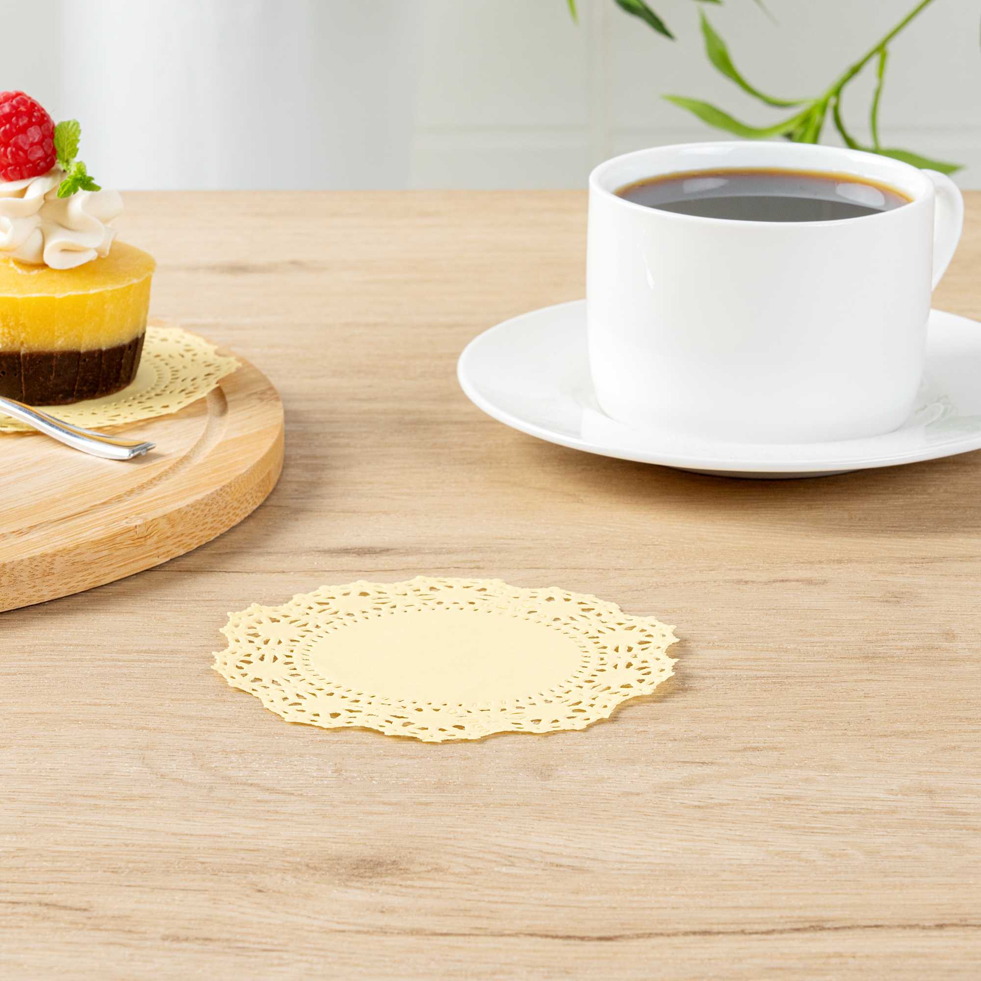 Pastry Tek Round Yellow Paper Doilies - Lace - 4" x 4" - 4000 count box