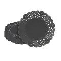 Pastry Tek Round Black Paper Doilies - Lace - 6" x 6" - 4000 count box