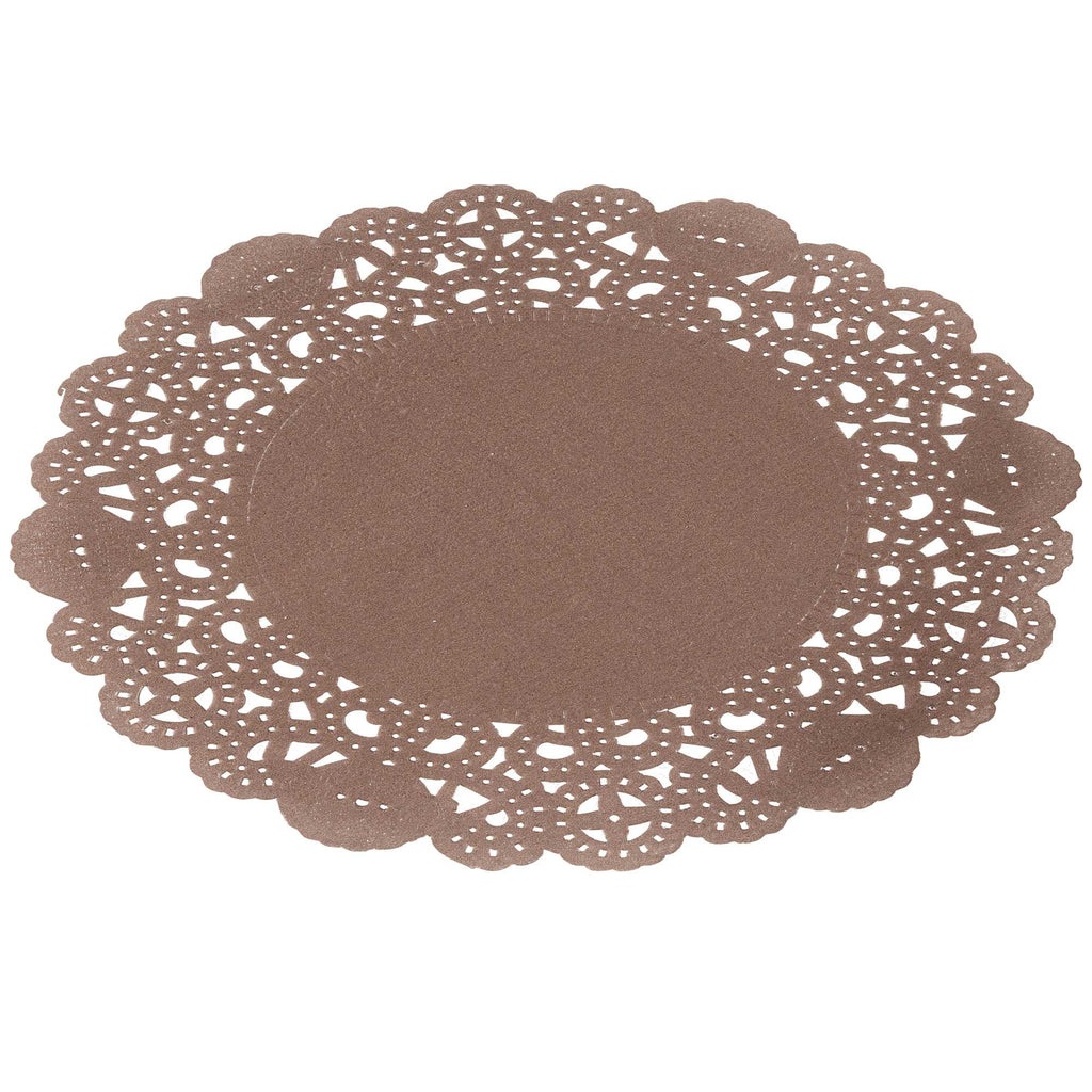 Pastry Tek Round Brown Paper Doilies - Lace - 6" x 6" - 4000 count box