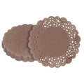 Pastry Tek Round Brown Paper Doilies - Lace - 6" x 6" - 4000 count box
