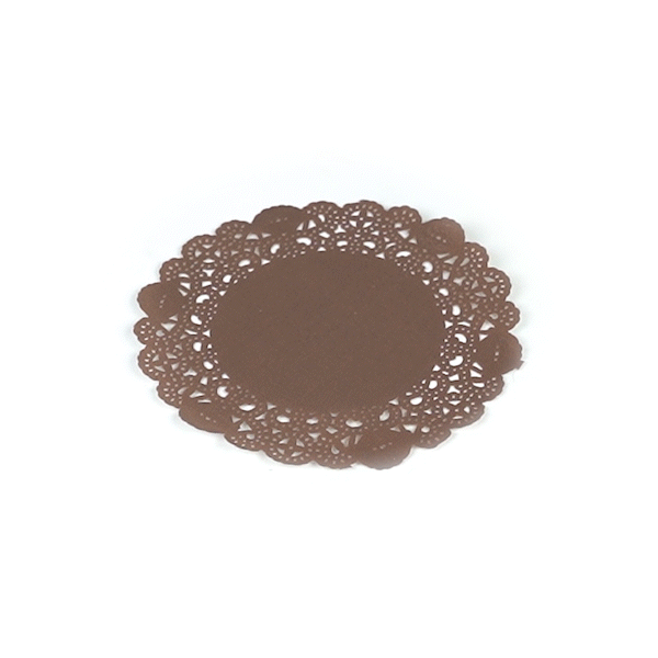Pastry Tek Round Brown Paper Doilies - Lace - 6" x 6" - 4000 count box