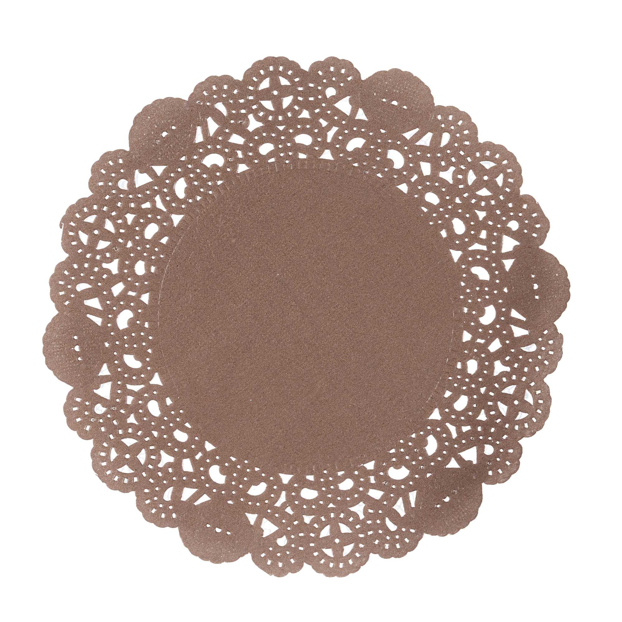Pastry Tek Round Brown Paper Doilies - Lace - 6" x 6" - 4000 count box