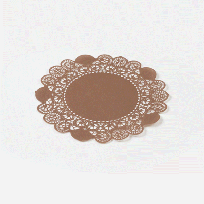 Pastry Tek Round Brown Paper Doilies - Lace - 6" x 6" - 100 count box