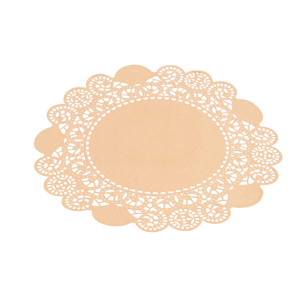 Pastry Tek Round Coral Paper Doilies - Lace - 6" x 6" - 100 count box