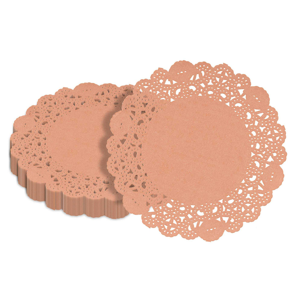 Pastry Tek Round Coral Paper Doilies - Lace - 6" x 6" - 4000 count box