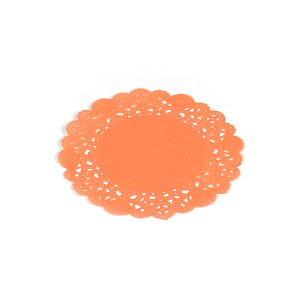 Pastry Tek Round Coral Paper Doilies - Lace - 6" x 6" - 4000 count box