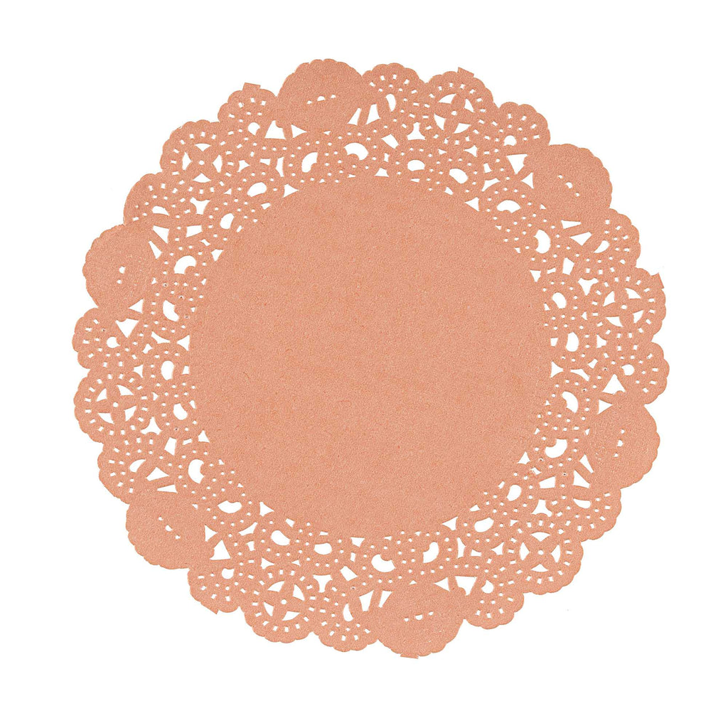 Pastry Tek Round Coral Paper Doilies - Lace - 6" x 6" - 4000 count box