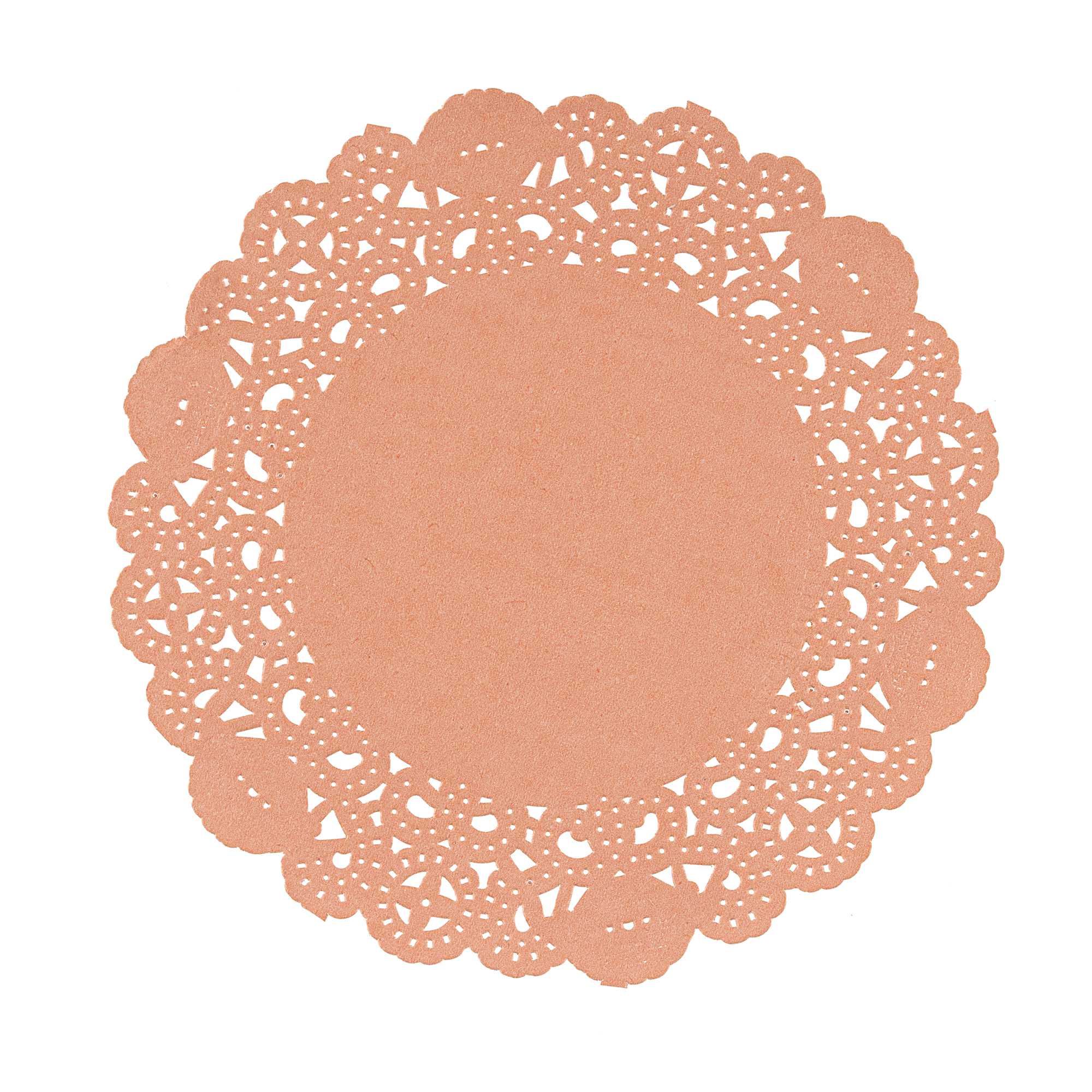 Pastry Tek Round Coral Paper Doilies - Lace - 6" x 6" - 4000 count box