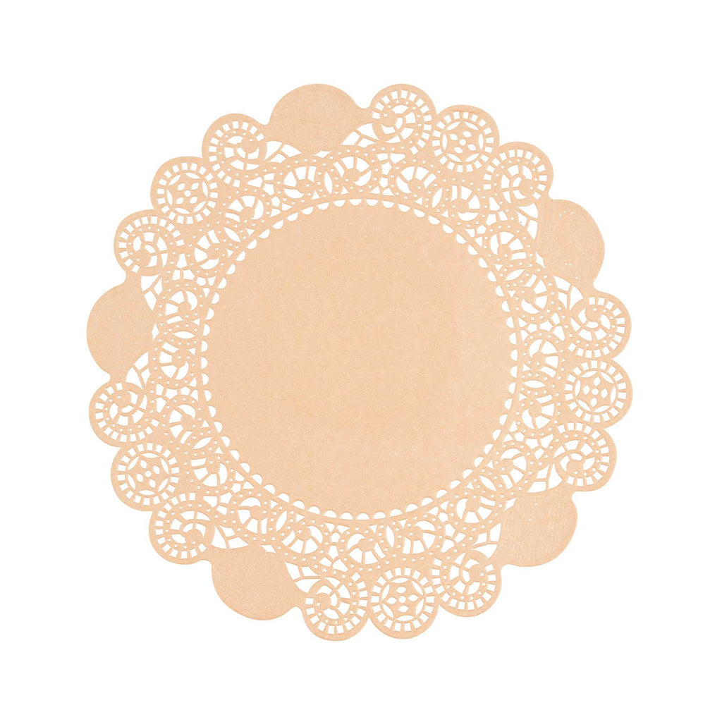 Pastry Tek Round Coral Paper Doilies - Lace - 6" x 6" - 100 count box