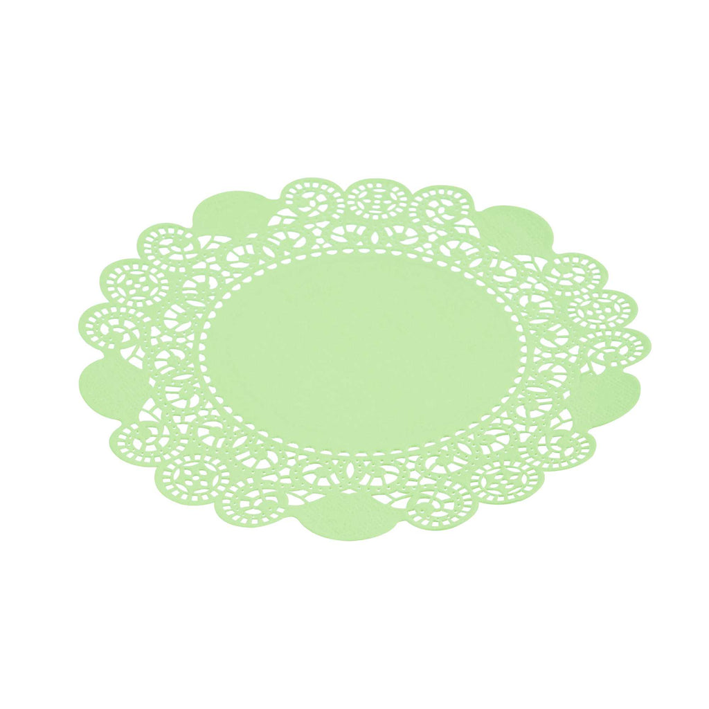 Pastry Tek Round Green Paper Doilies - Lace - 6" x 6" - 100 count box