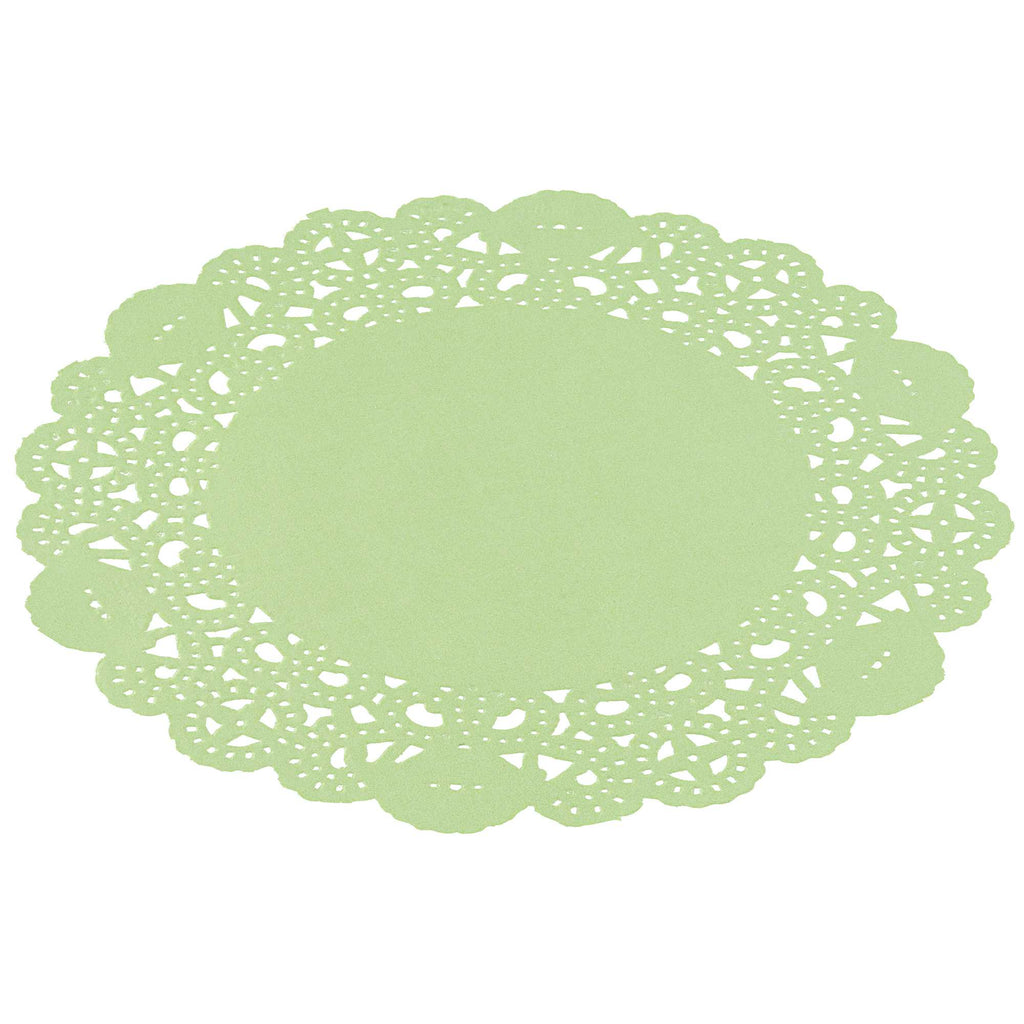 Pastry Tek Round Green Paper Doilies - Lace - 6" x 6" - 4000 count box