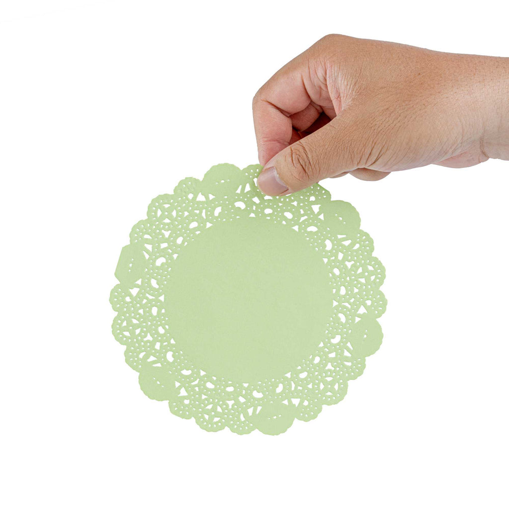 Pastry Tek Round Green Paper Doilies - Lace - 6" x 6" - 4000 count box