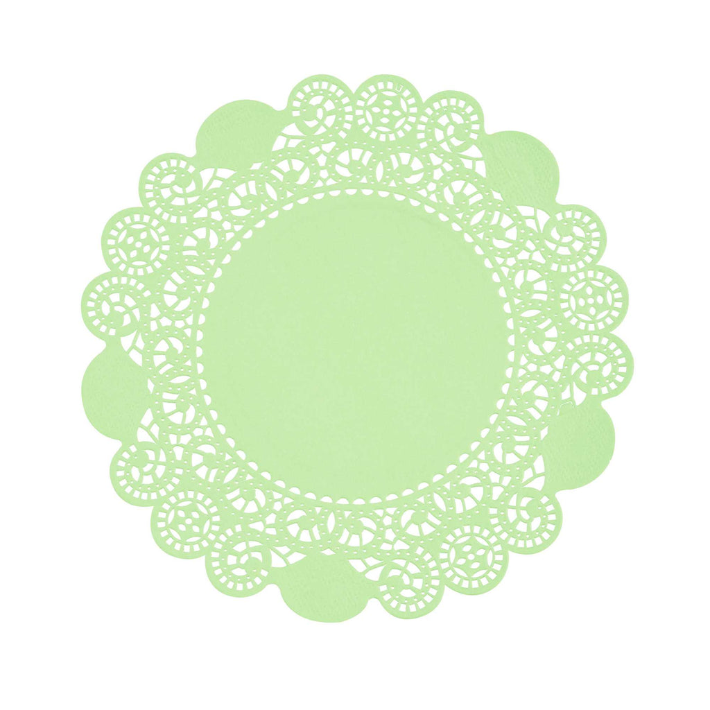 Pastry Tek Round Green Paper Doilies - Lace - 6" x 6" - 100 count box