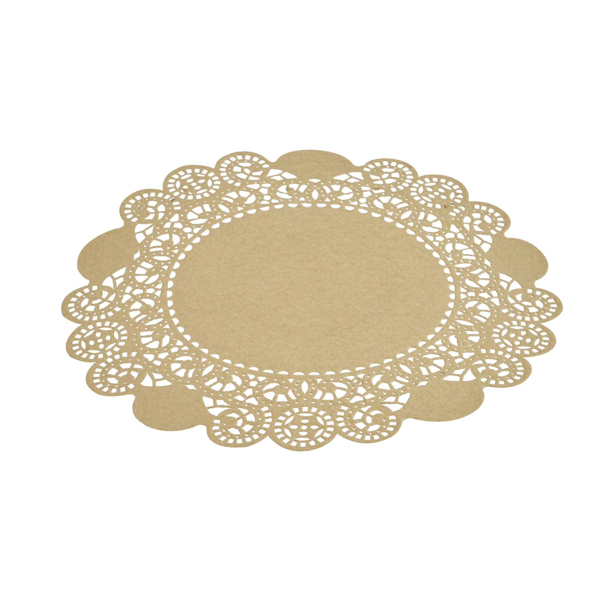 Pastry Tek Round Kraft Paper Doilies - Lace - 6" x 6" - 100 count box