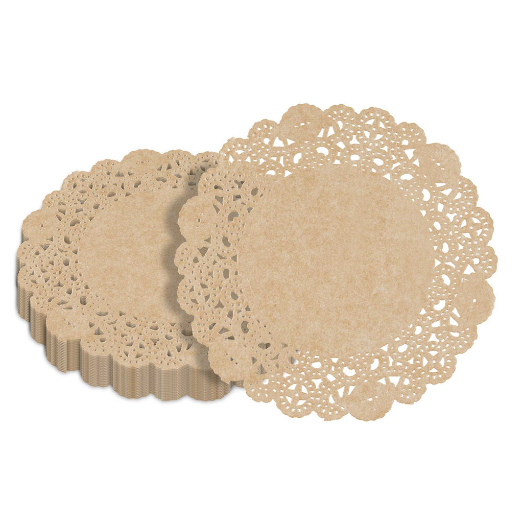 Pastry Tek Round Kraft Paper Doilies - Lace - 6" x 6" - 4000 count box