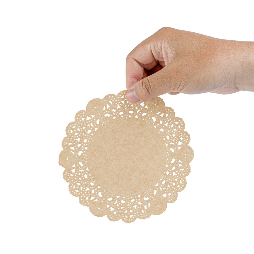 Pastry Tek Round Kraft Paper Doilies - Lace - 6" x 6" - 4000 count box