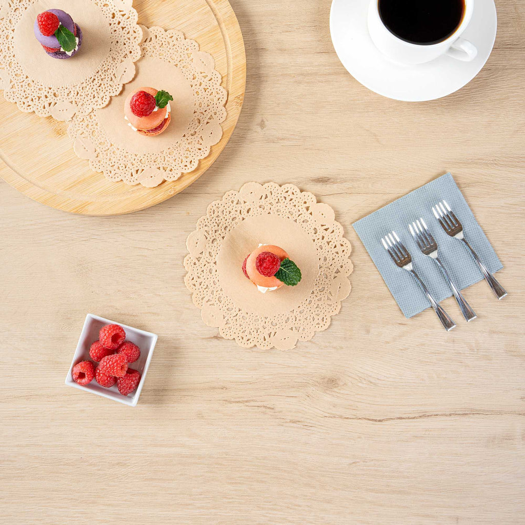 Pastry Tek Round Kraft Paper Doilies - Lace - 6" x 6" - 4000 count box