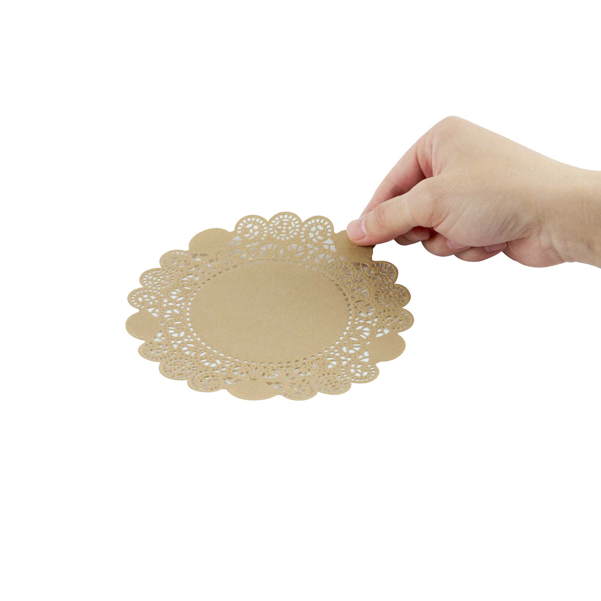 Pastry Tek Round Kraft Paper Doilies - Lace - 6" x 6" - 100 count box