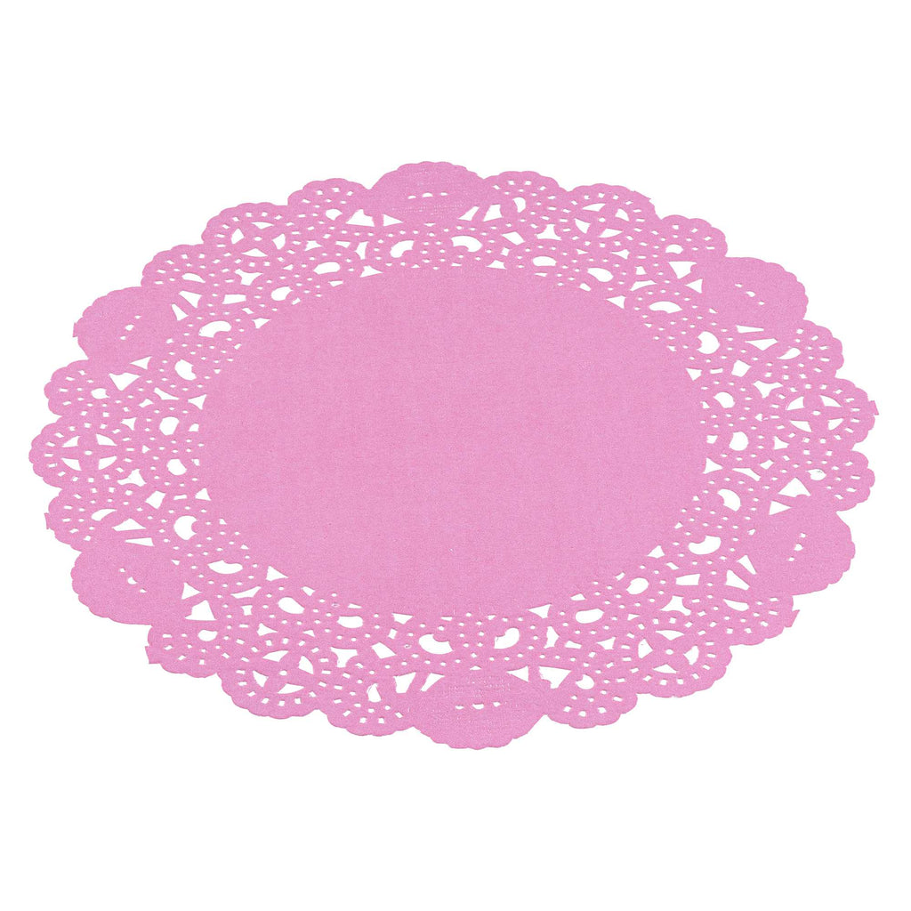 Pastry Tek Round Pink Paper Doilies - Lace - 6" x 6" - 4000 count box