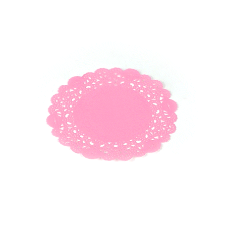 Pastry Tek Round Pink Paper Doilies - Lace - 6" x 6" - 4000 count box