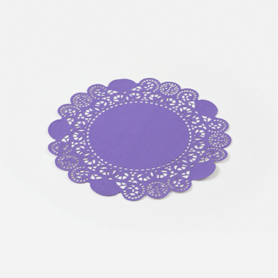 Pastry Tek Round Purple Paper Doilies - Lace - 6" x 6" - 100 count box