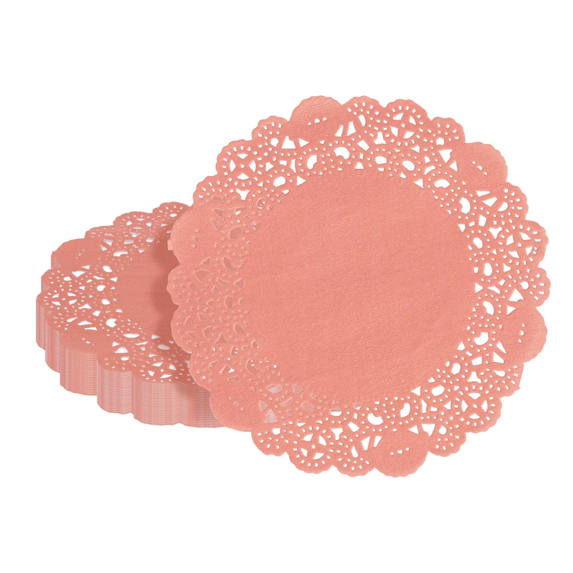 Pastry Tek Round Red Paper Doilies - Lace - 6" x 6" - 100 count box