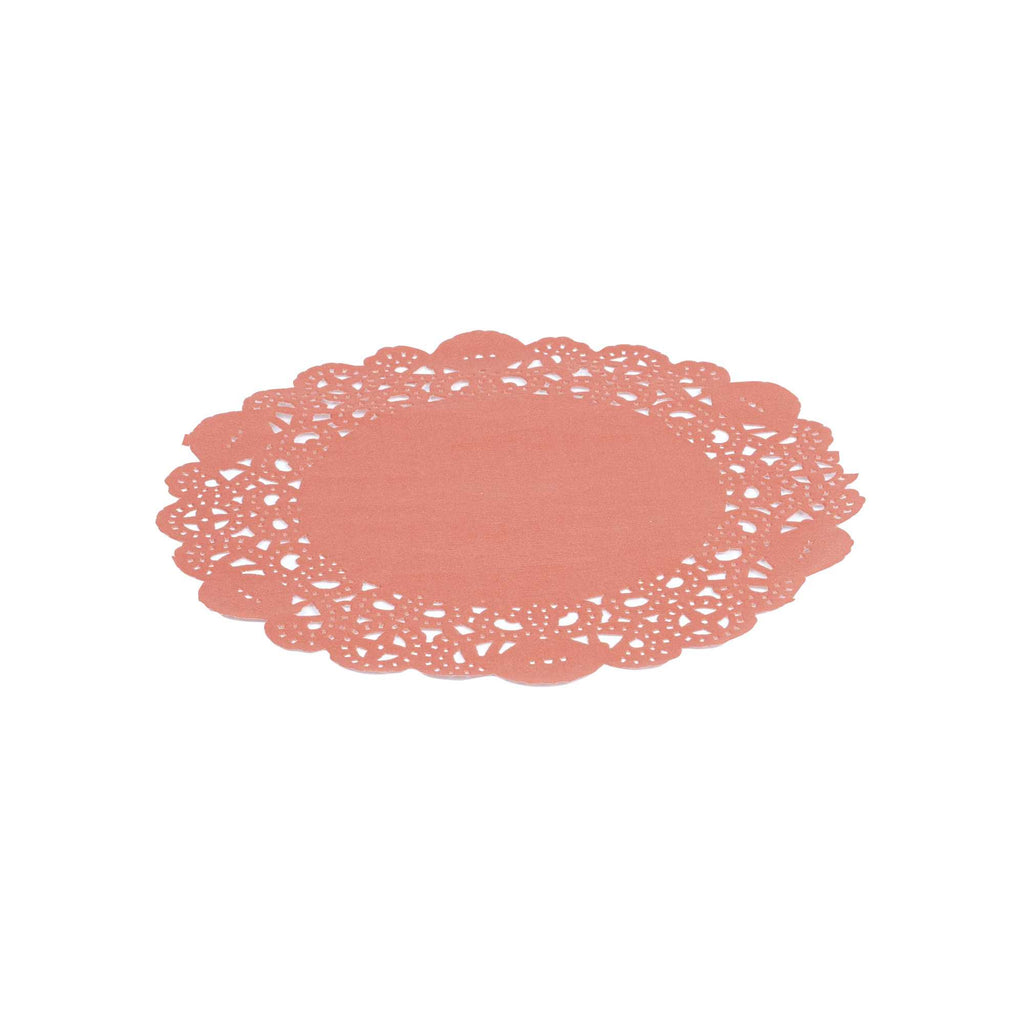 Pastry Tek Round Red Paper Doilies - Lace - 6" x 6" - 4000 count box
