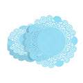 Pastry Tek Round Sky Blue Paper Doilies - Lace - 6" x 6" - 100 count box