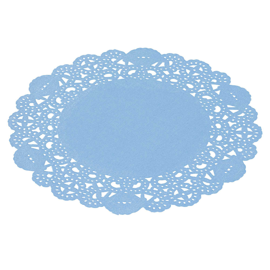 Pastry Tek Round Sky Blue Paper Doilies - Lace - 6" x 6" - 4000 count box