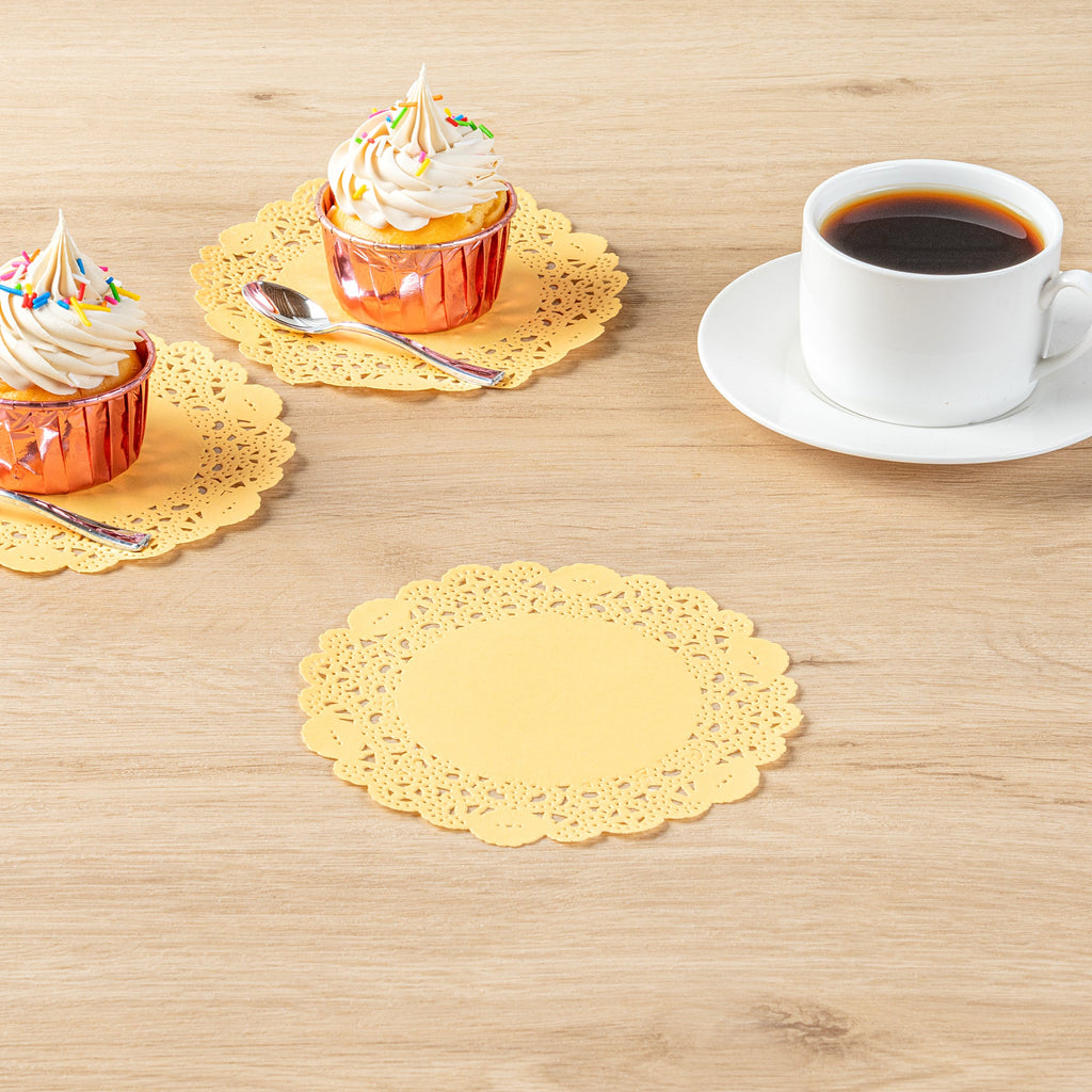 Pastry Tek Round Orange Paper Doilies - Lace - 6" x 6" - 4000 count box