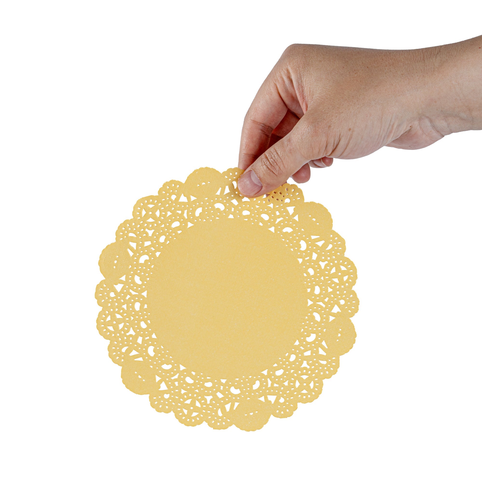 Pastry Tek Round Orange Paper Doilies - Lace - 6" x 6" - 100 count box
