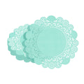 Pastry Tek Round Teal Paper Doilies - Lace - 6" x 6" - 100 count box
