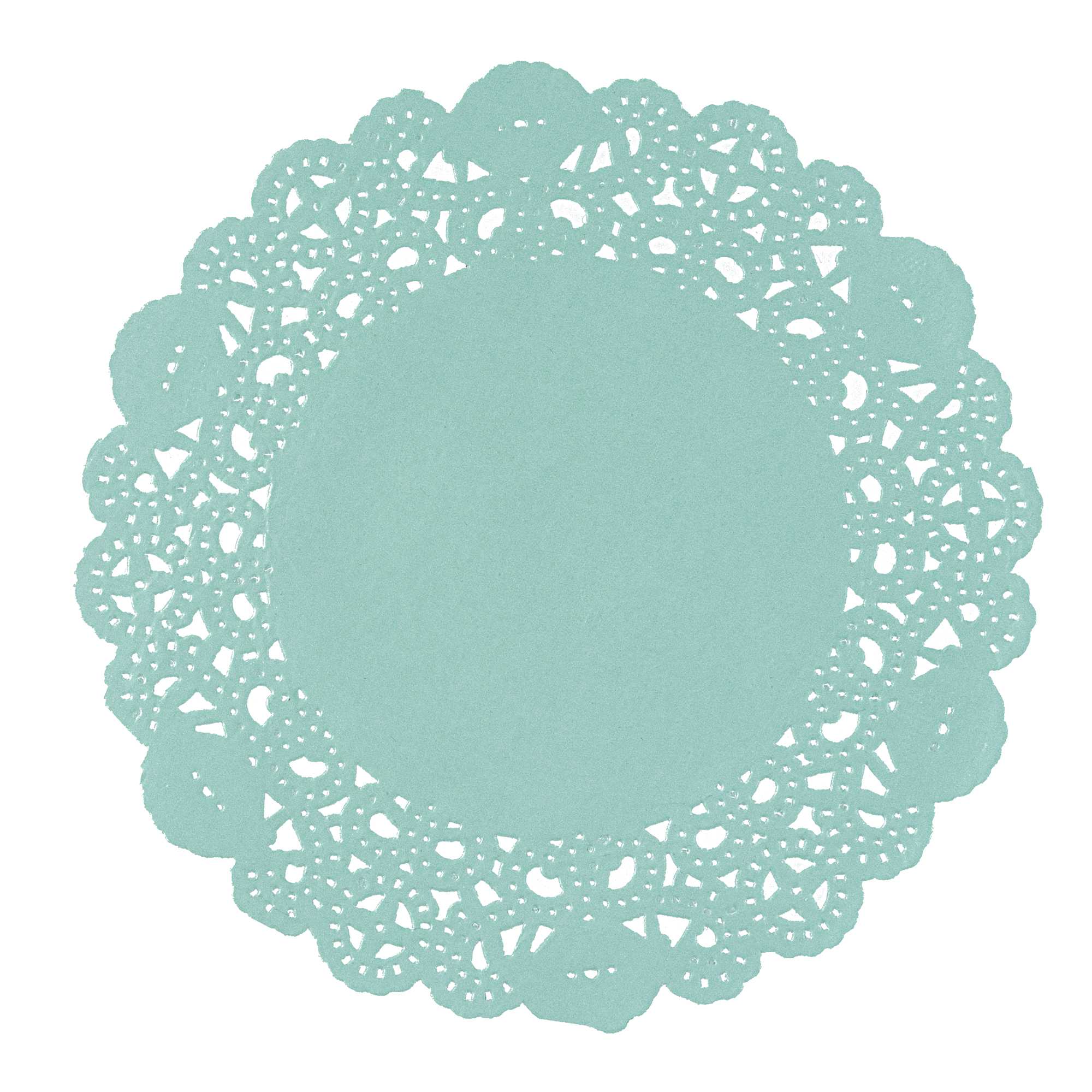 Pastry Tek Round Teal Paper Doilies - Lace - 6" x 6" - 4000 count box