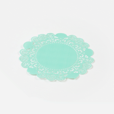 Pastry Tek Round Teal Paper Doilies - Lace - 6" x 6" - 100 count box