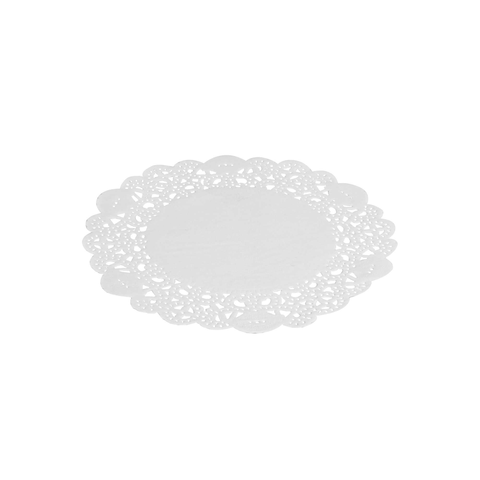 Pastry Tek Round White Paper Doilies - Lace - 6" x 6" - 4000 count box
