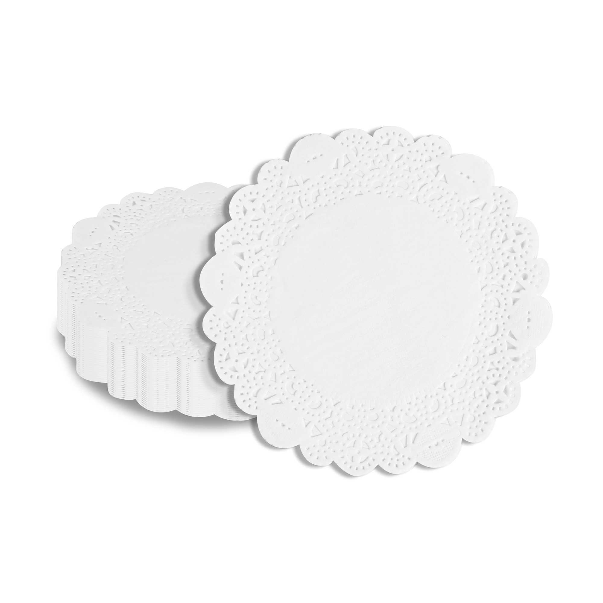 Pastry Tek Round White Paper Doilies - Lace - 6" x 6" - 4000 count box