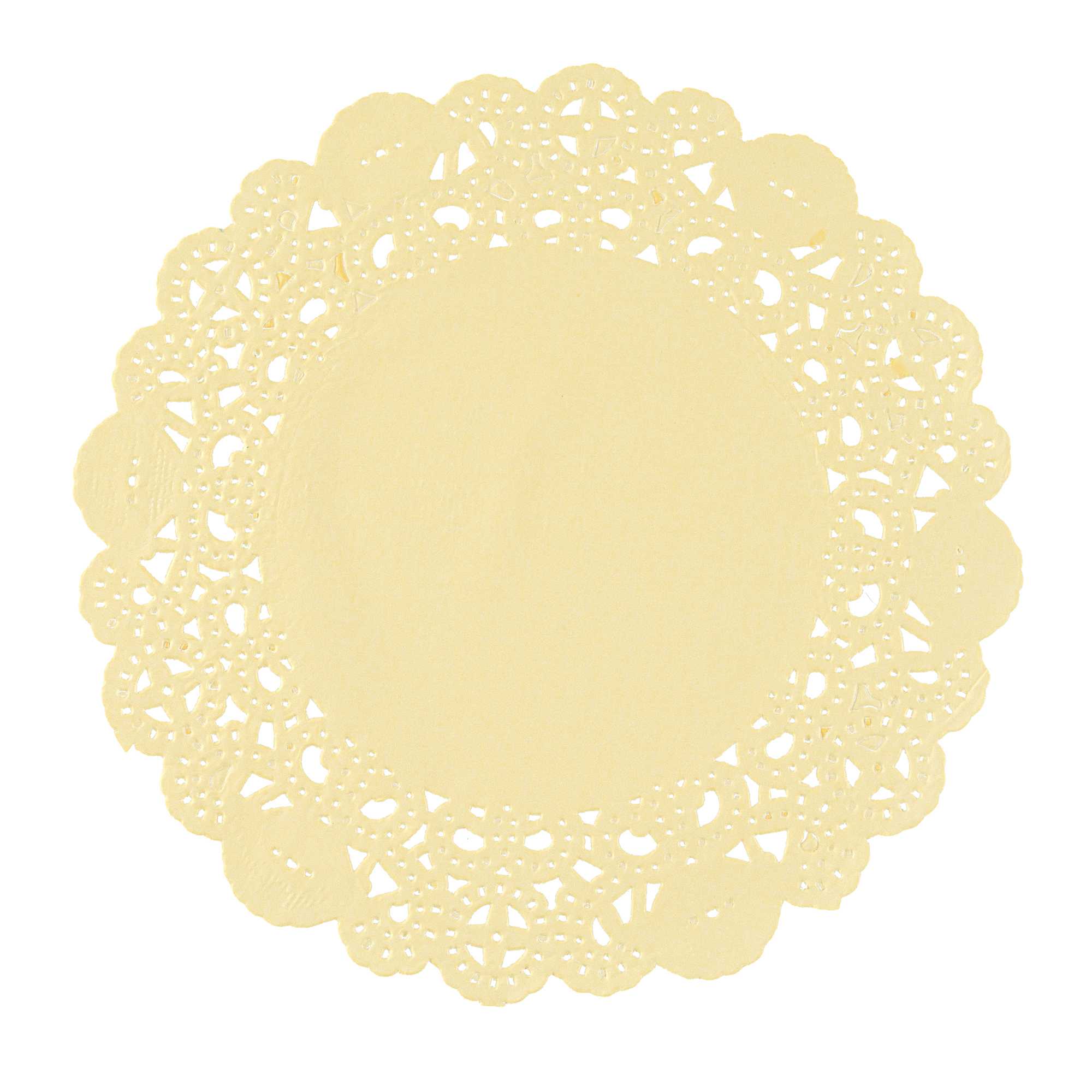 Pastry Tek Round Yellow Paper Doilies - Lace - 6" x 6" - 4000 count box