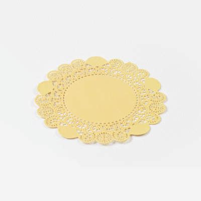 Pastry Tek Round Yellow Paper Doilies - Lace - 6" x 6" - 100 count box