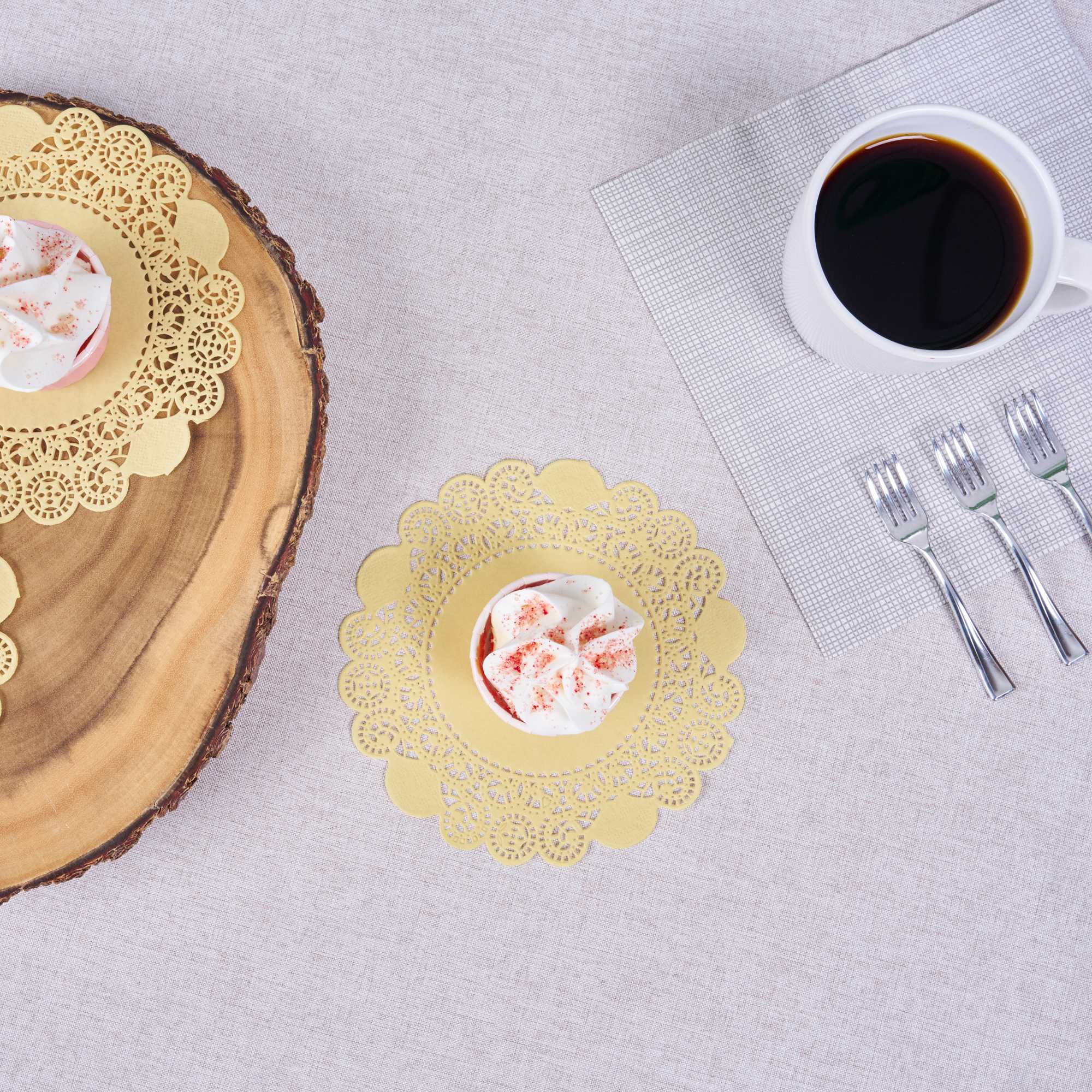 Pastry Tek Round Yellow Paper Doilies - Lace - 6" x 6" - 100 count box