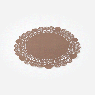 Pastry Tek Round Brown Paper Doilies - Lace - 12" x 12" - 100 count box