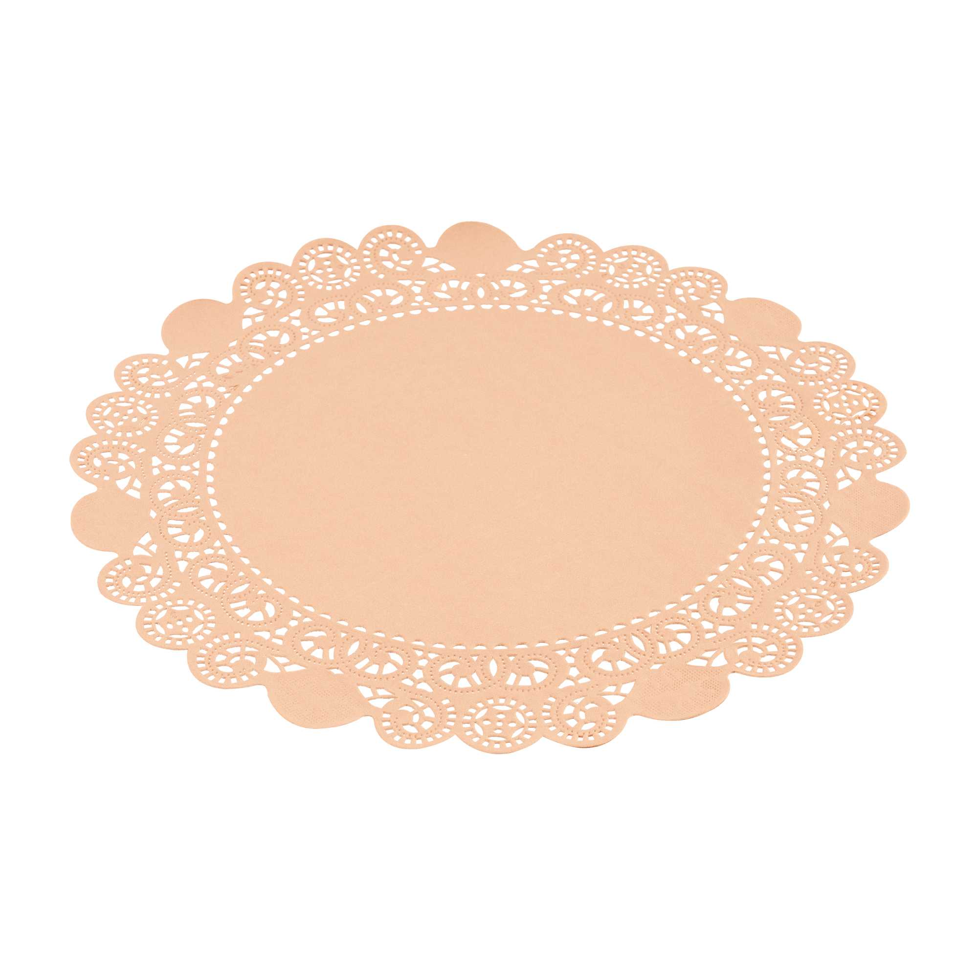 Pastry Tek Round Coral Paper Doilies - Lace - 12" x 12" - 100 count box