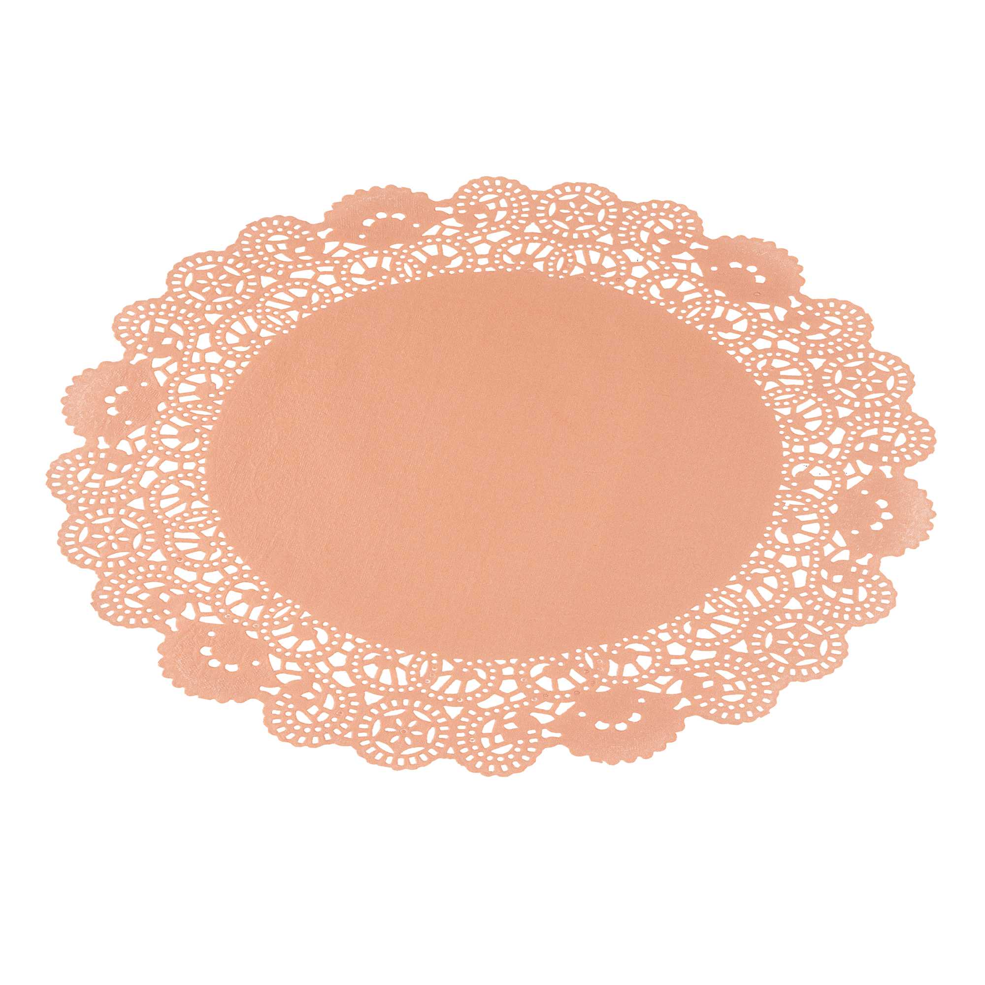 Pastry Tek Round Coral Paper Doilies - Lace - 12" x 12" - 4000 count box