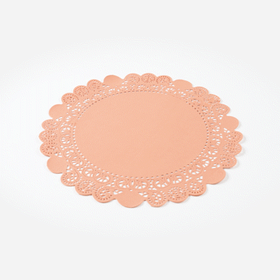 Pastry Tek Round Coral Paper Doilies - Lace - 12" x 12" - 100 count box