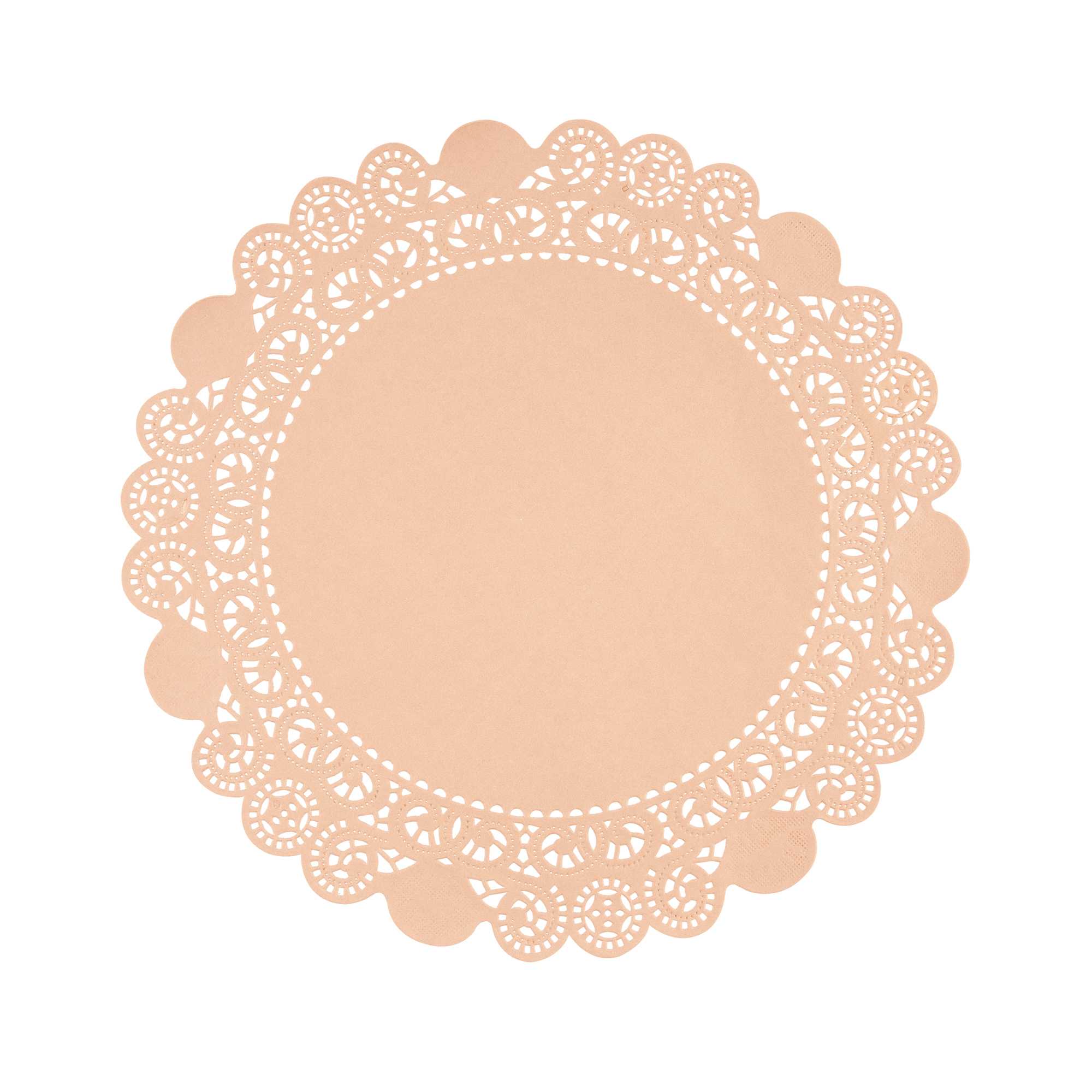 Pastry Tek Round Coral Paper Doilies - Lace - 12" x 12" - 100 count box