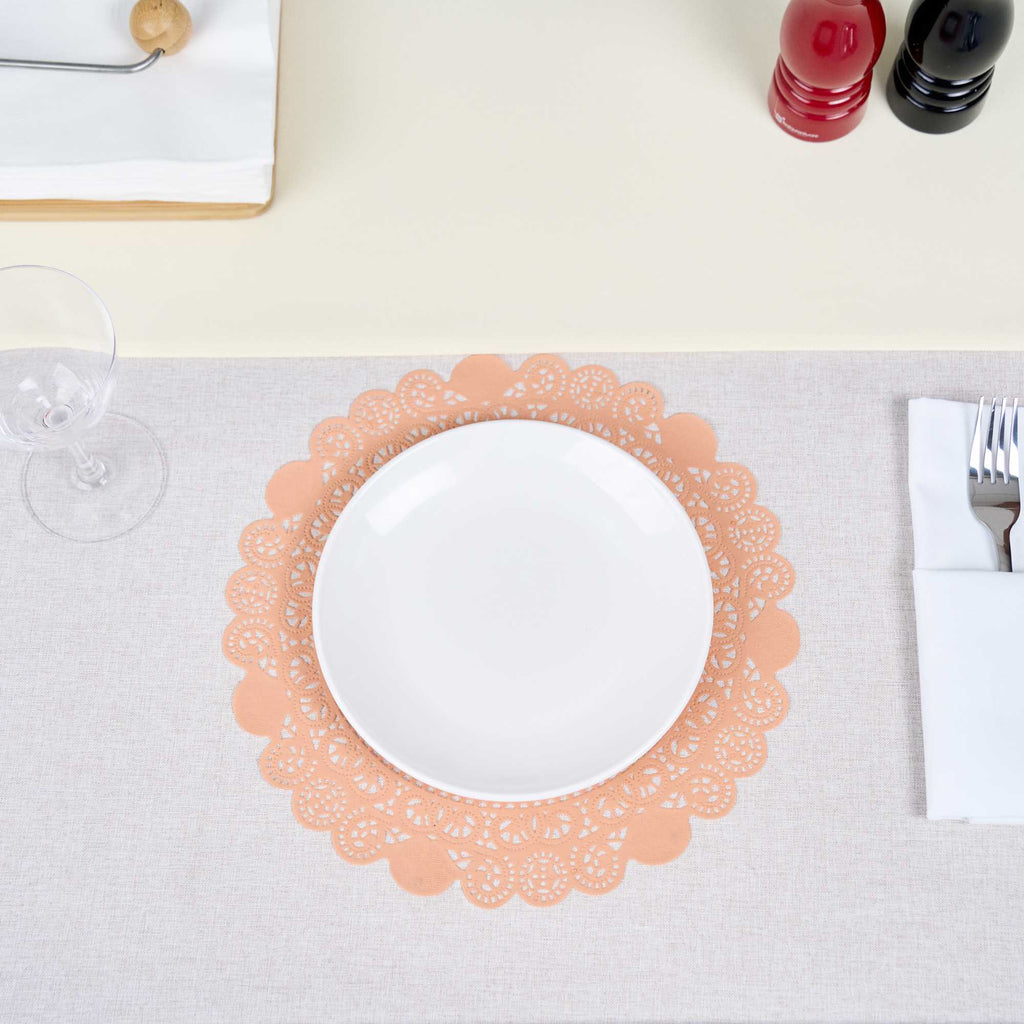 Pastry Tek Round Coral Paper Doilies - Lace - 12" x 12" - 100 count box